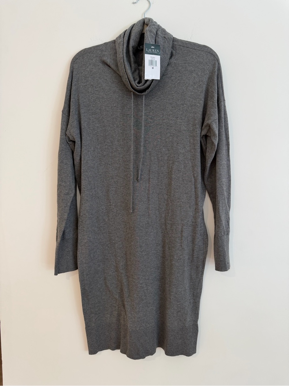 Lauren Ralph Lauren Gray Cowl Neck Sweater Dress size M